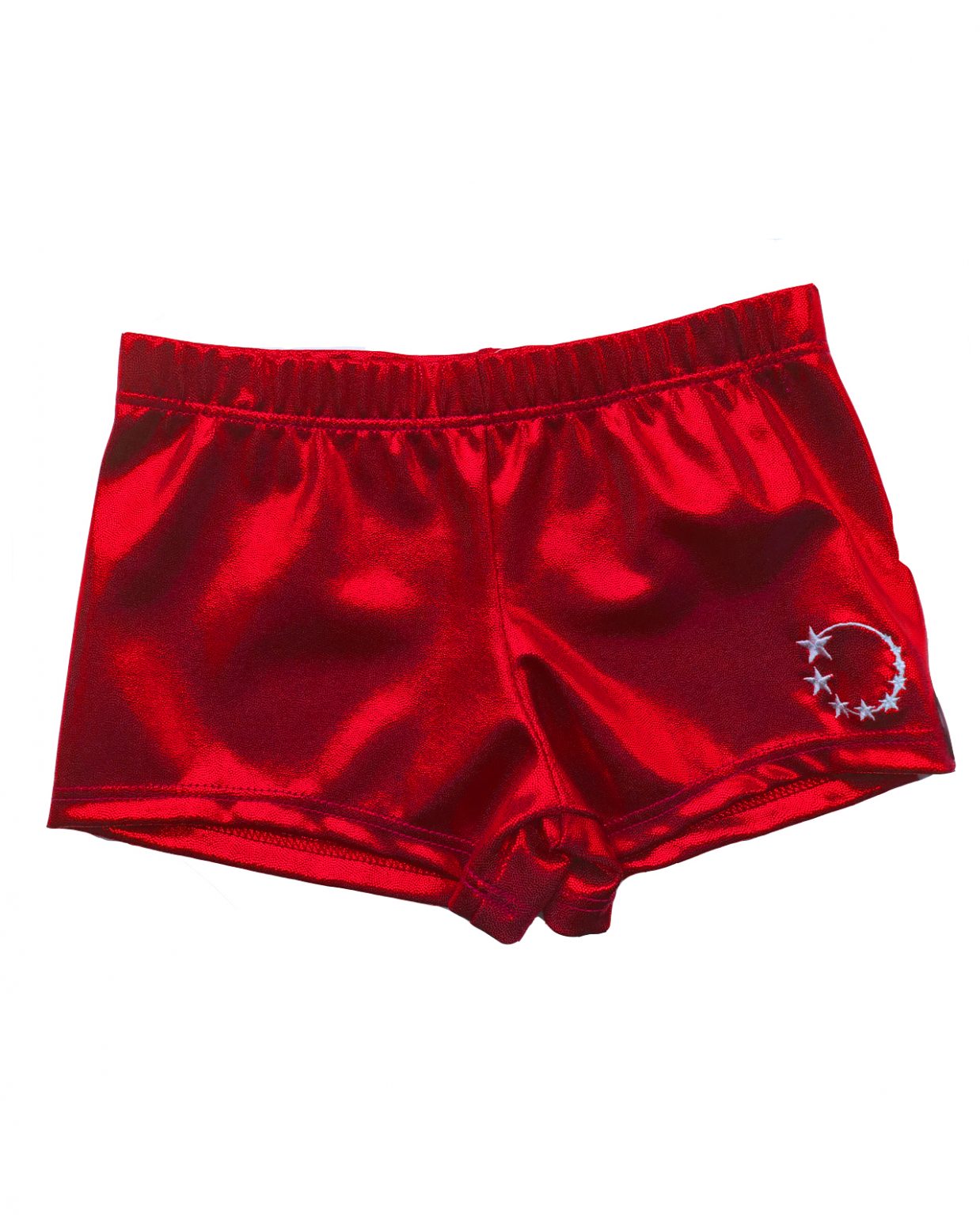 shorts_red_front gymnastics shorts personalised diamantes red