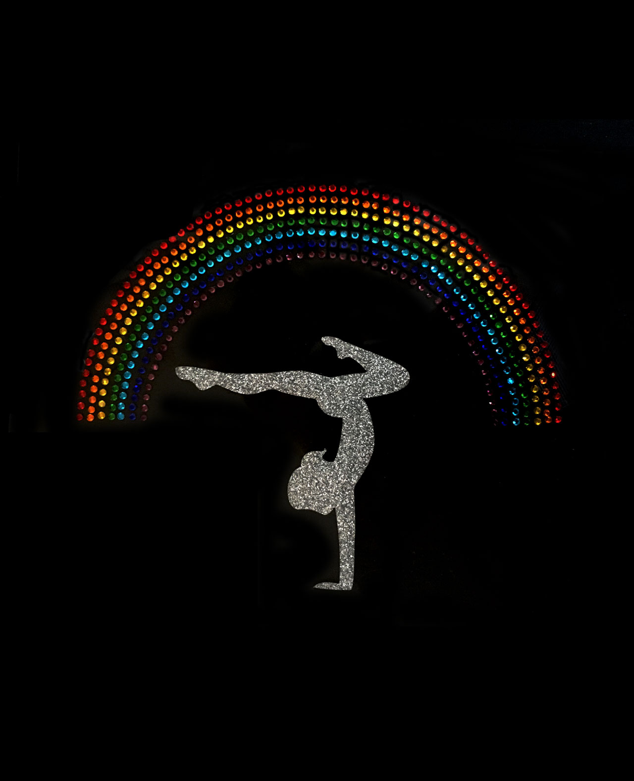 F31 2019 Gymnast Multi Rainbow Handstand Rainbow Gymnastics Hoodie Onesie Motif