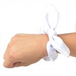 white gymnastics scrunchie bow