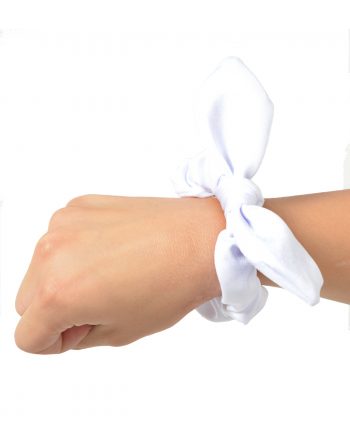 white gymnastics scrunchie bow