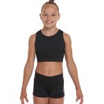 gymnastics plain matt sports lycra black cropped top for training and cheer