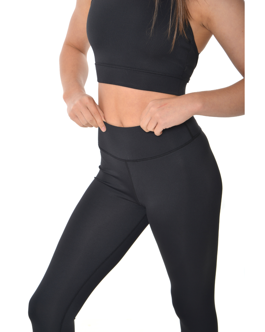 High waist sports lycra gymnastics leggings black