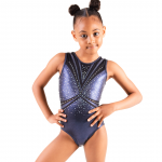 Blue Steel gymnastics leotard with diamantes