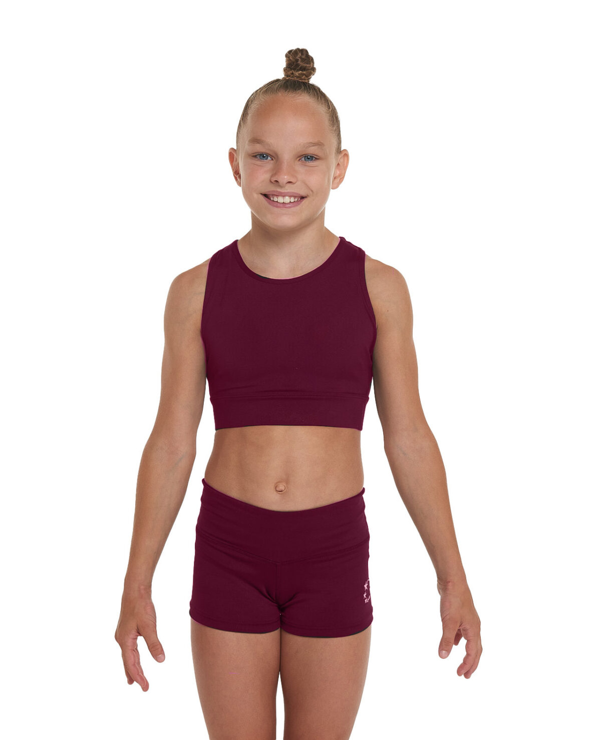 gymnastics dance cheer cropped top set top burgundy
