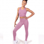 dusky pink gymnastics leggings with mesh detail