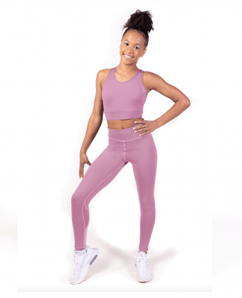 dusky pink gymnastics leggings with mesh detail
