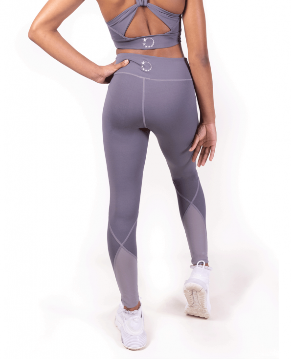gymnastics sports leggings grey woth mesh detail