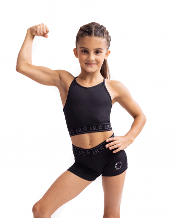 lycra gymnastics training shorts set black