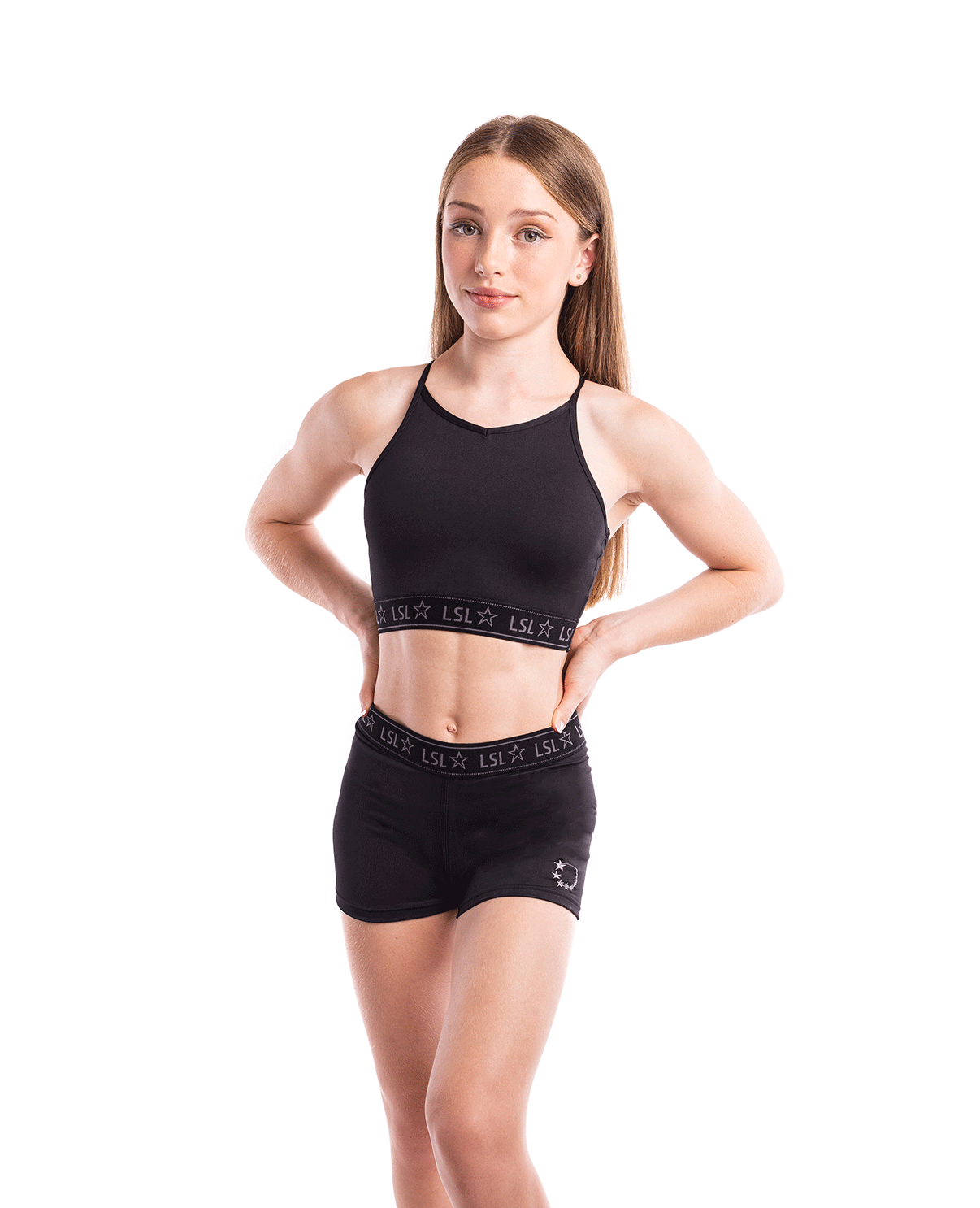 gymnastics cheer black crop training top