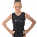 personalised diamante tank training leotard black