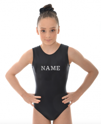 personalised diamante tank training leotard black