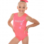 personalised diamante tank training leotard coral
