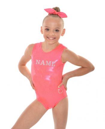personalised diamante tank training leotard coral