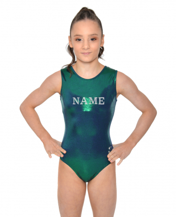 personalised diamante tank training leotard green