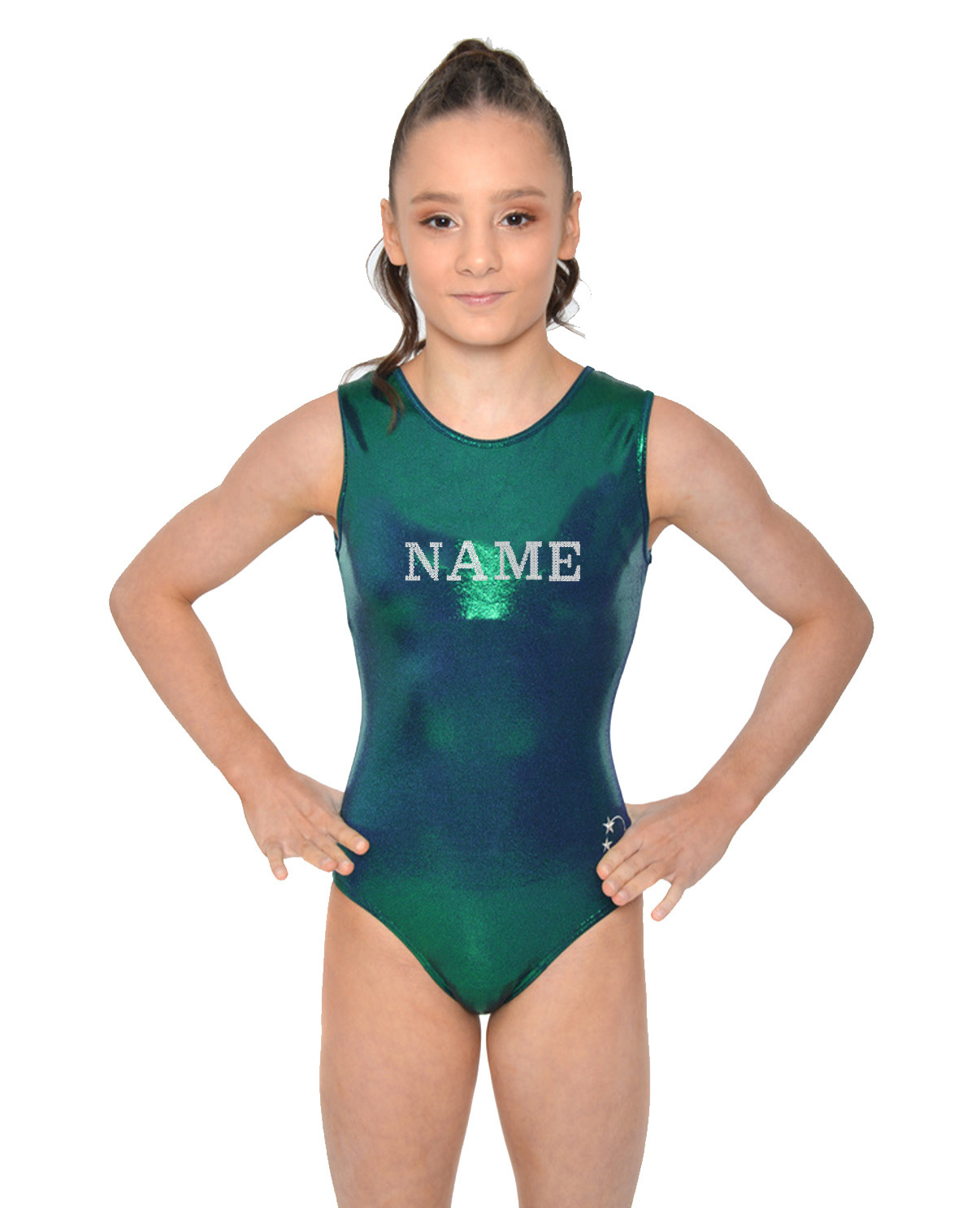 NEW Personalised Mystique Leotard - Navy Kelly personalised diamante tank training leotard green