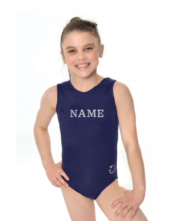 personalised diamante tank training leotard navy