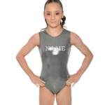 personalised diamante tank training leotard silver