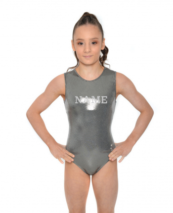 personalised diamante tank training leotard silver
