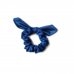 shiny blue gymnastics hair scrunchie bow