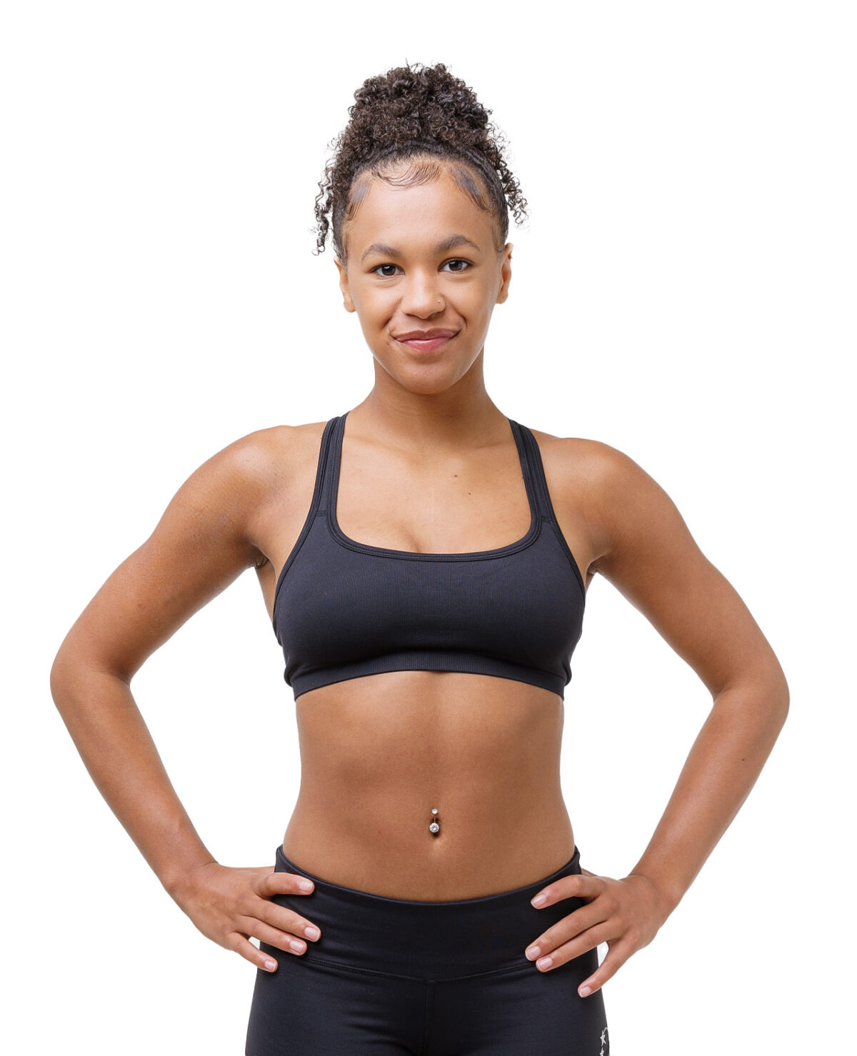 black racer back gymnast cheer dance bras for under leotards and cheer uniforms