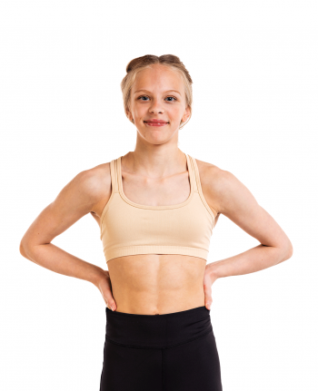 Seamless Ribbed Racer Back Sports Bra Light Nude