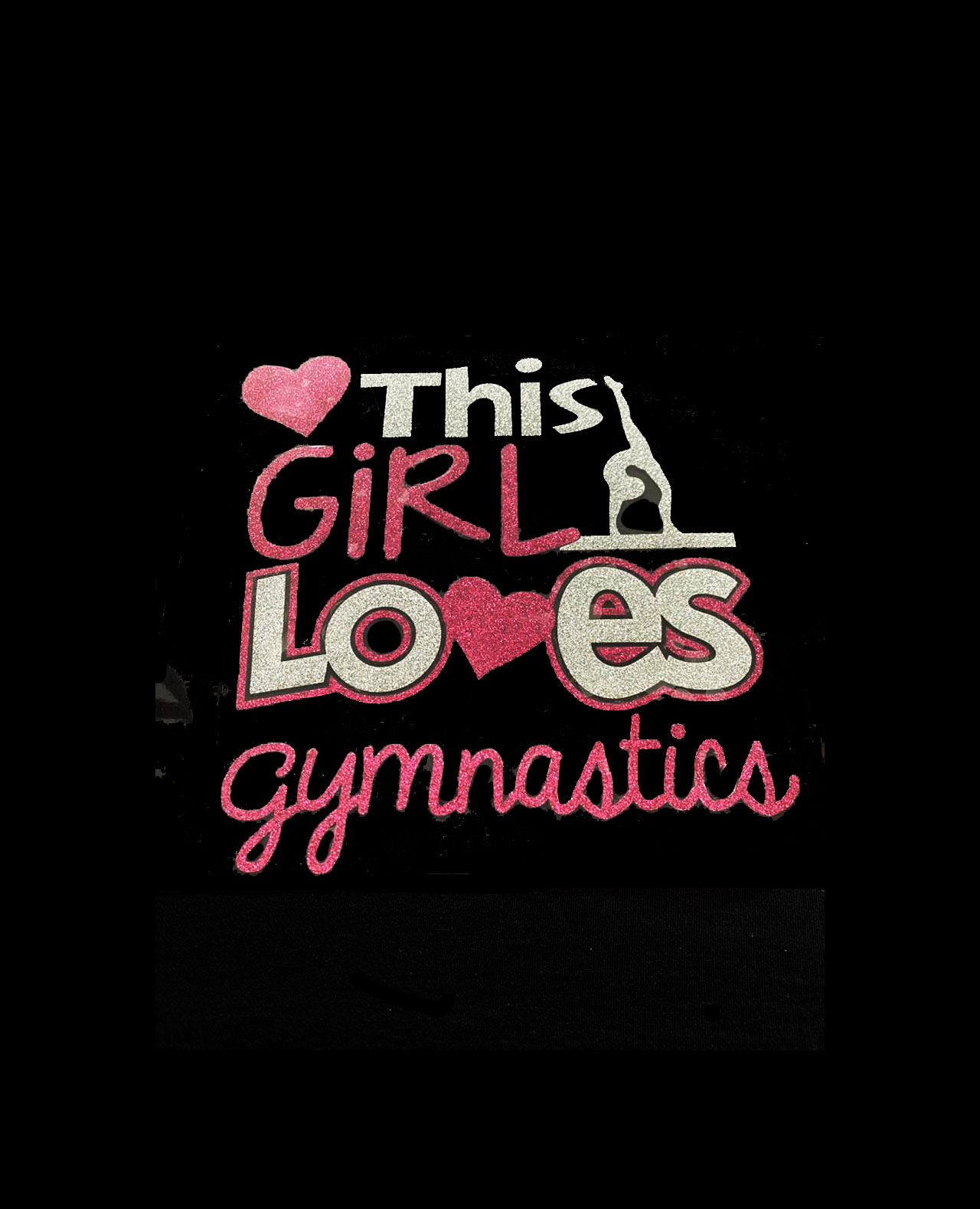 B56-girl-loves-gym-pink pink and sliver glitter gymnastics fabric transfer motif