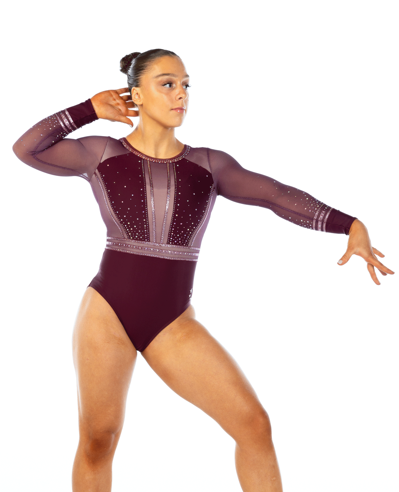 Lycra Burgundy Artistic Gymnastics Long Sleeve Leotard