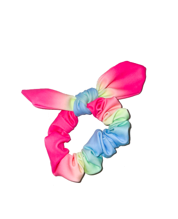 aura rainbow ombre lycra gymnastics scrunchie bow