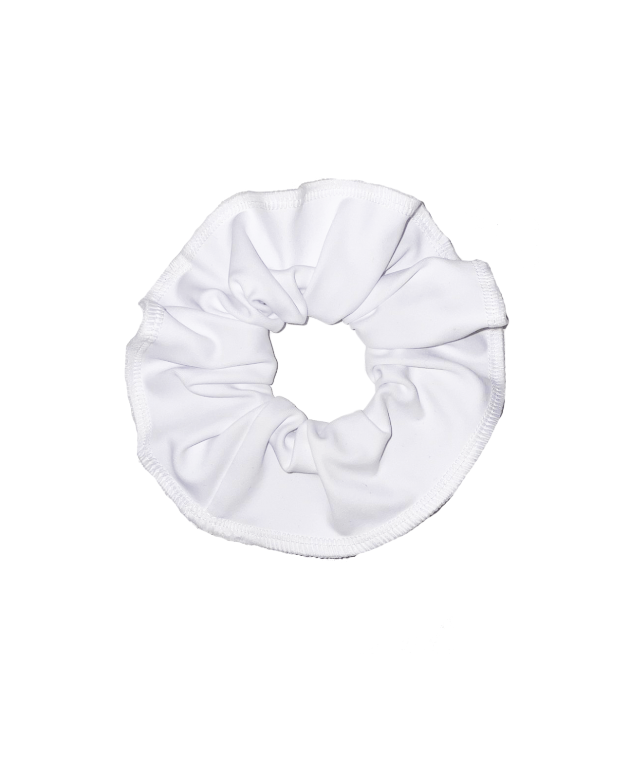 scrunchie_white_lycrak Lumen bright white lycra gymnastics hair scrunchie