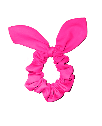 neon pink lycra gymnastics scrunchie bow