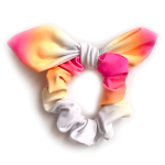 scrunchie bow ombre white coral yellow