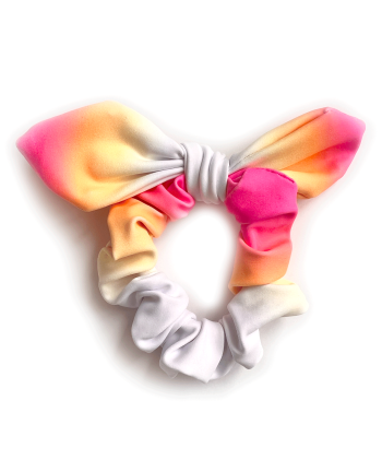 scrunchie bow ombre white coral yellow
