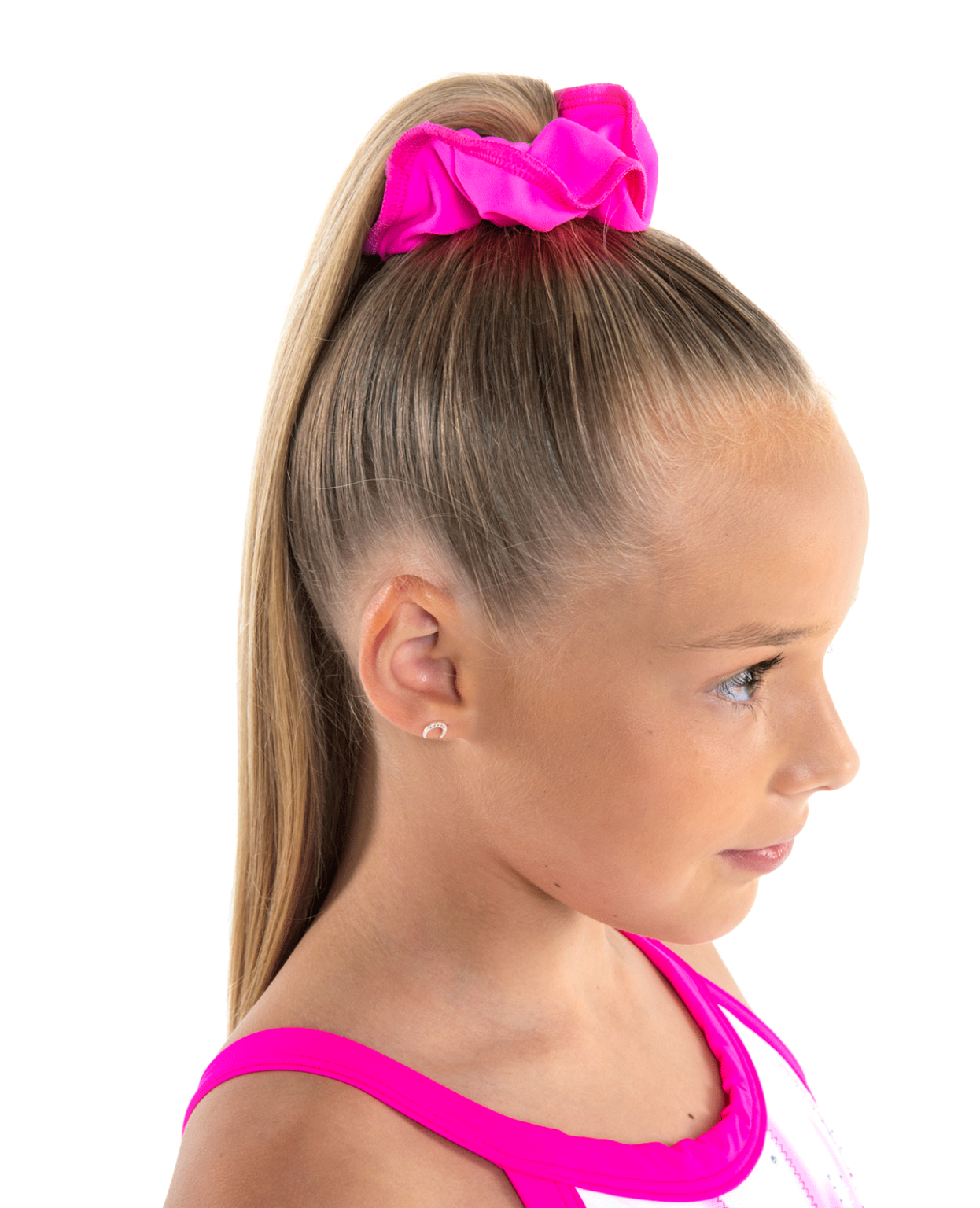 neon pink lycra scrunchie