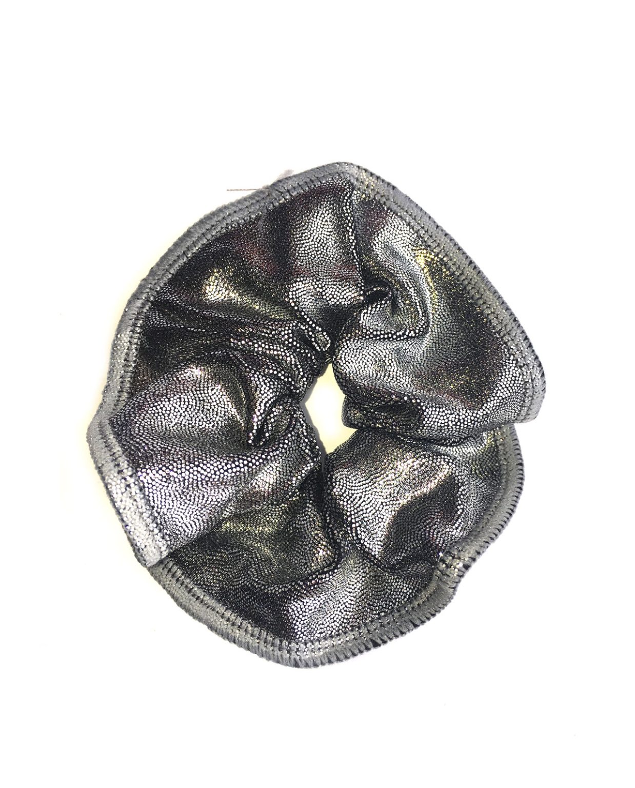 silver steel gymnastics hair scrunchie
