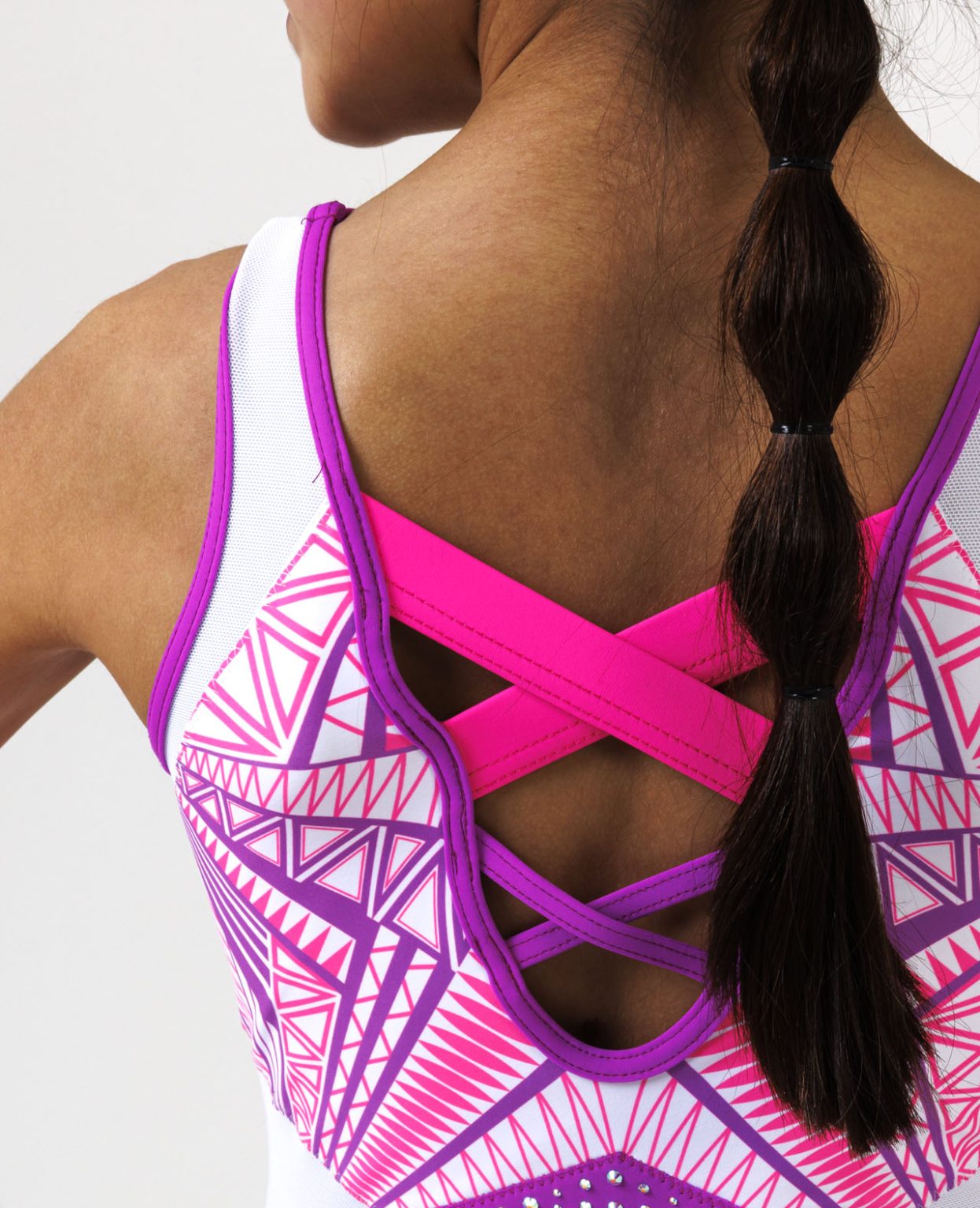 ember_leotards_purple_03 pink purple and white lycra printed leotard with waterfall crystals and cross open back
