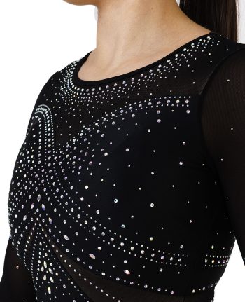 long sleeve competition leotard with ab crystals lycra