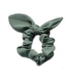 khaki green hair accessory lycra scrunchie bow