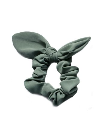 khaki green hair accessory lycra scrunchie bow