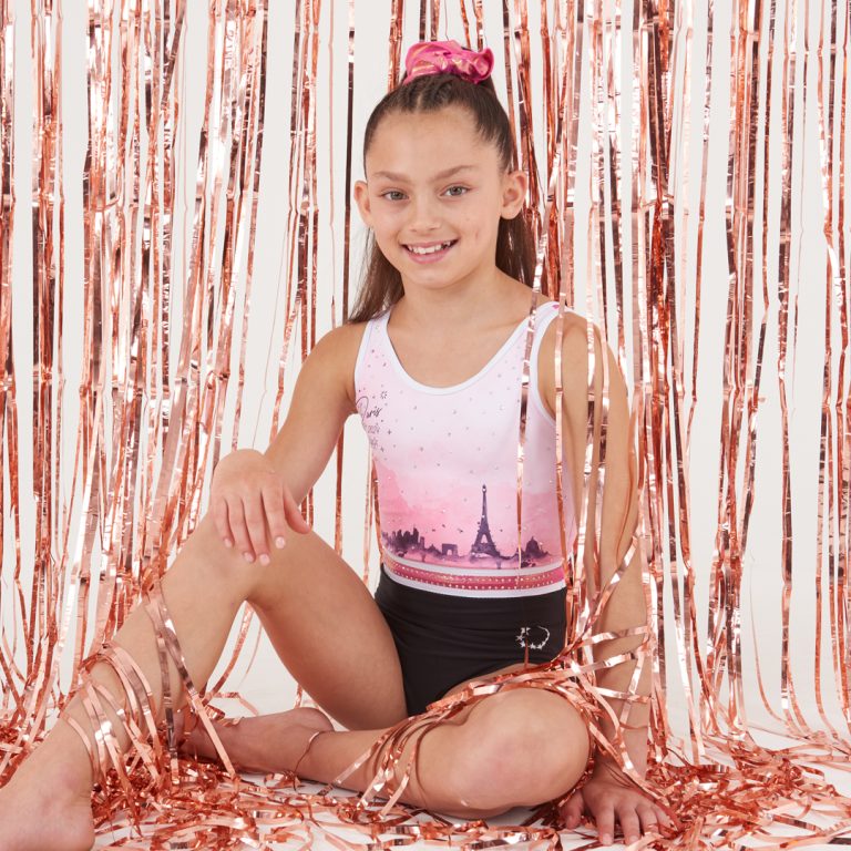 limited edtion rose gold leotard in celebration of Paris 2024 olympics