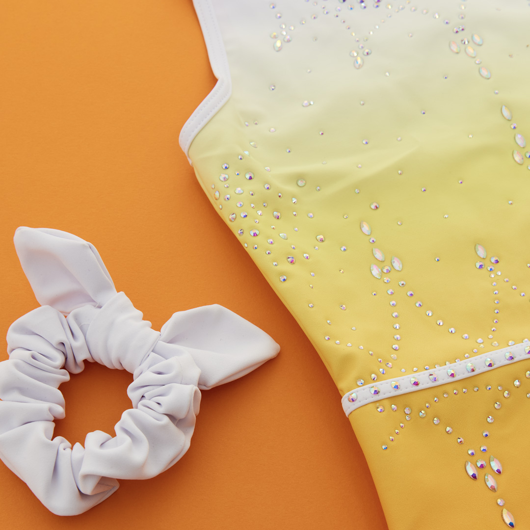 reina happy sunny yellow gumnastics leotard