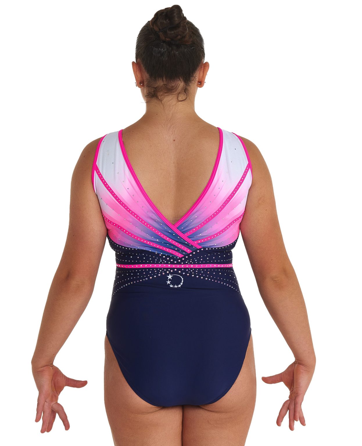 diya_gymnastics_leotard_navy_pink_ombre_07 navy white and neon pink and purple ombre gymnastics training tank leotard