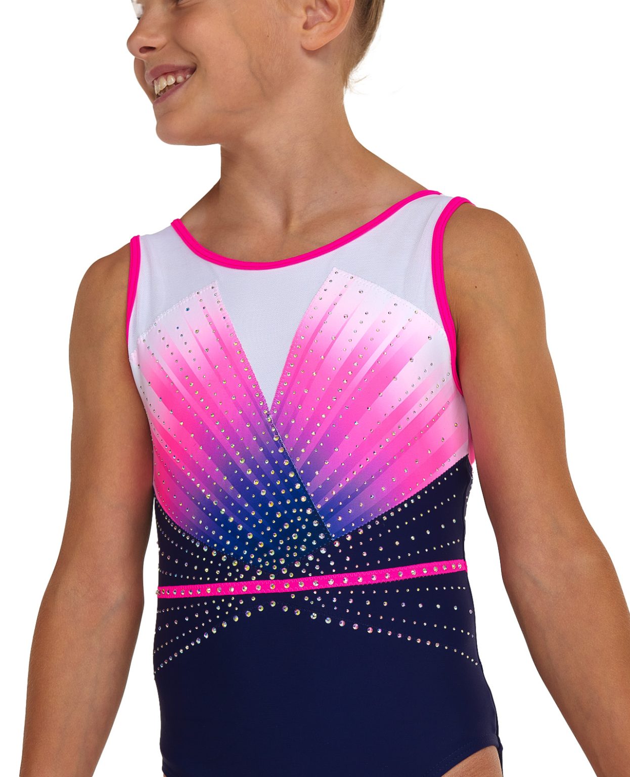 diya_gymnastics_leotard_navy_pink_ombre_09 navy white and neon pink and purple ombre gymnastics training tank leotard