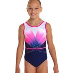 navy white and neon pink and purple ombre gymnastics training tank leotard