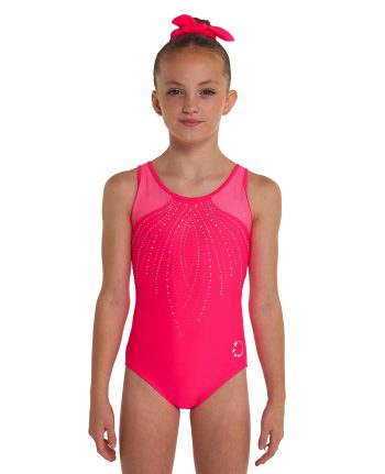 pink sports lycra open back training tank leotard