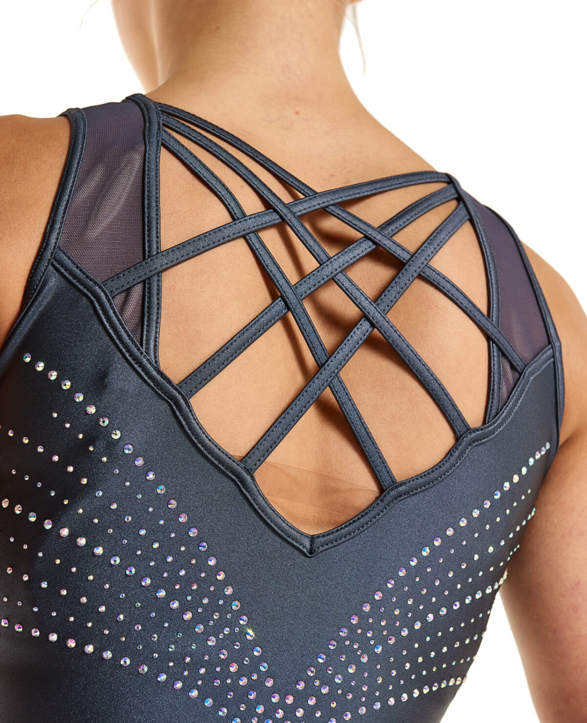 1146_glory_grey_chintz_leotard_06 little stars leotard grey gymnastics training tank leotard in shiny chintz lycra with ab crystals