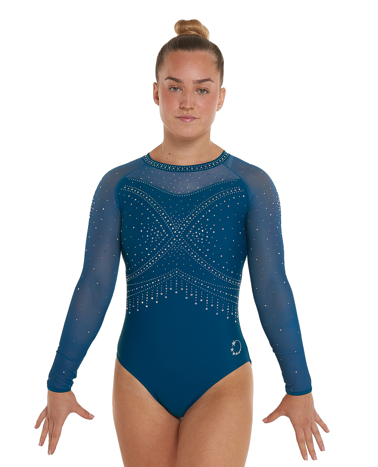 high quality blue teal and mesh lycra competition club leotard