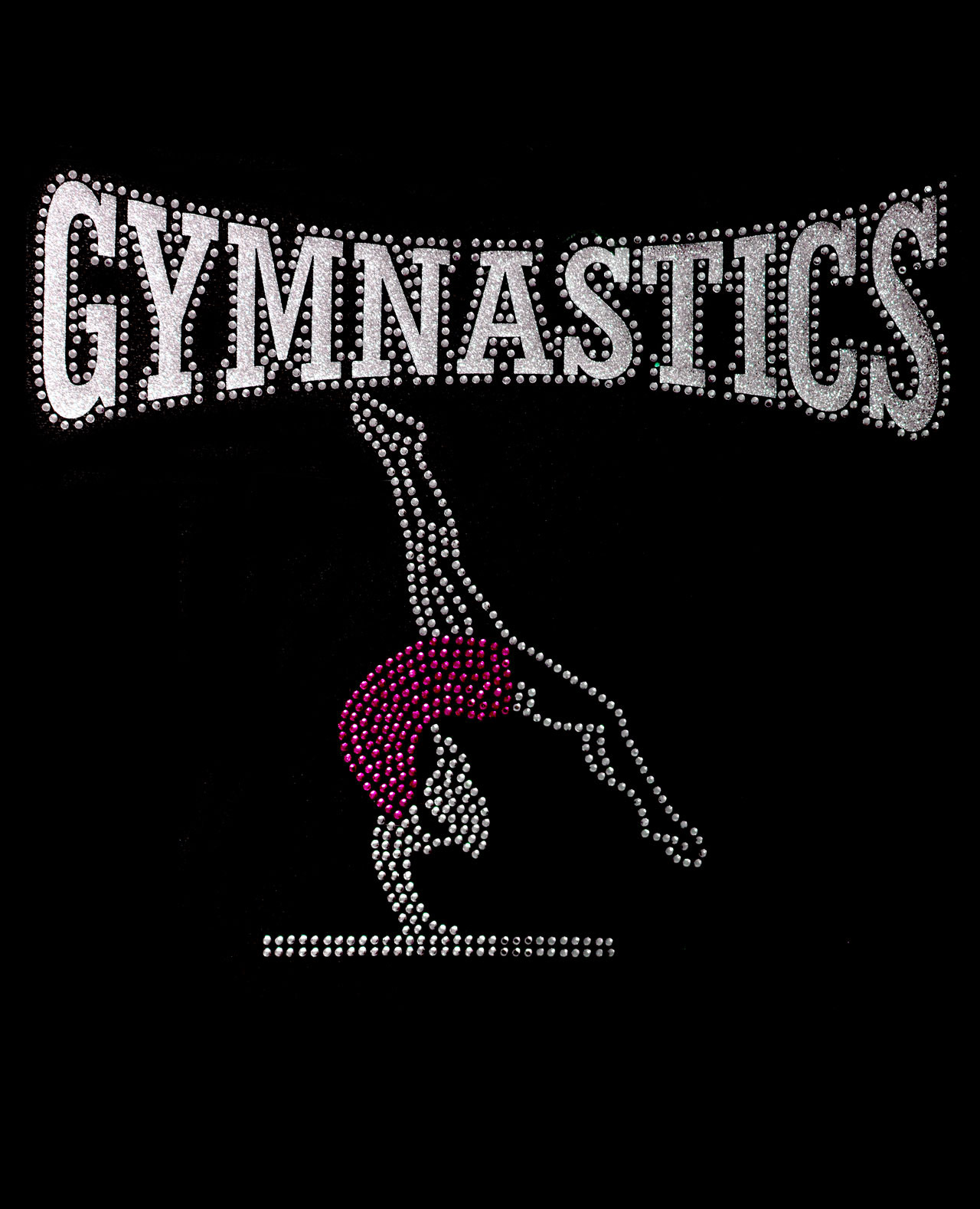B41-Pink- Diamante-Handstand B41b Pink Diamante Handstand Gymnastics Hoodie Onesie Motif