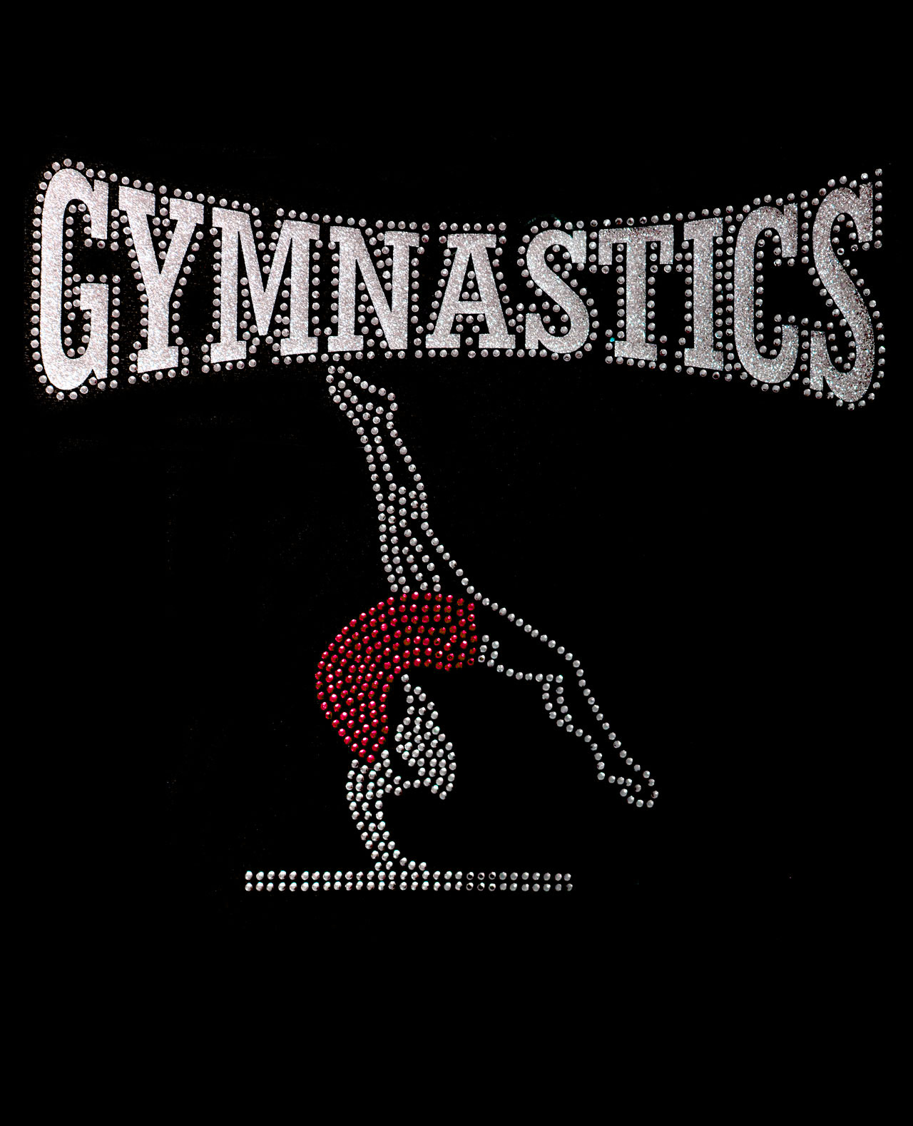B41-Red- Diamante-Handstand B41b Red Diamante Handstand Gymnastics Hoodie Onesie Motif