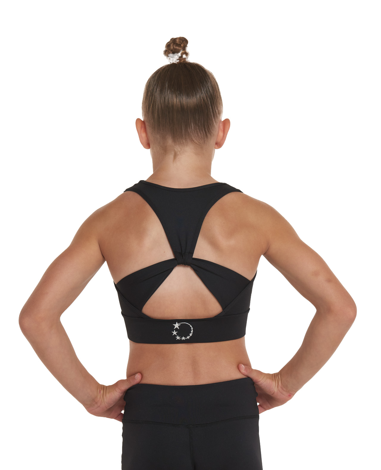 gymnastics_crop_top_black_b gymnastics plain matt sports lycra black cropped top for training and cheer