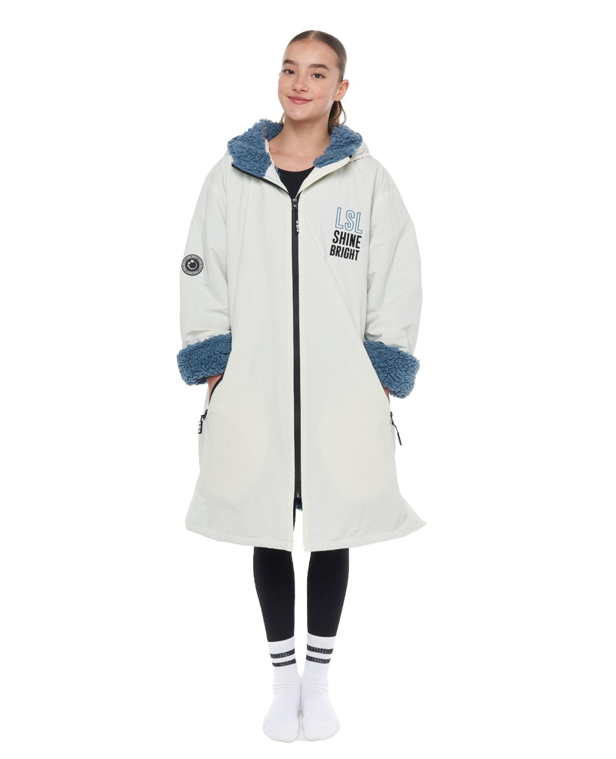 white and grey blue little stars branded high quality gym robe